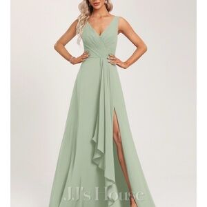 A-line V-Neck Floor Length Chiffon Bridesmaids Dress (279274)